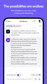 تحميل ChatSonic: Super ChatGPT App عمل لنظام أندرويد لقطة شاشة 7