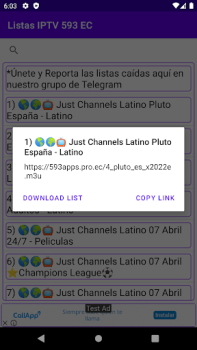 تحميل Listas IPTV 593 EC وسائل الترفيه لنظام أندرويد لقطة شاشة 5