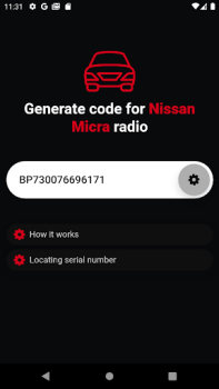 تحميل Nissan Radio Code Generator السيارات والمركبات لنظام أندرويد لقطة شاشة 3