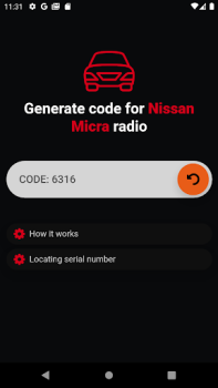 تحميل Nissan Radio Code Generator السيارات والمركبات لنظام أندرويد لقطة شاشة 4