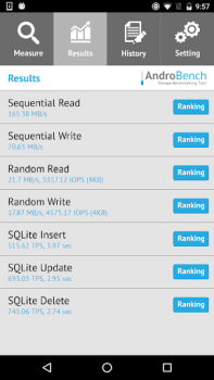 تحميل Androbench (Storage Benchmark) أدوات لنظام أندرويد لقطة شاشة 3