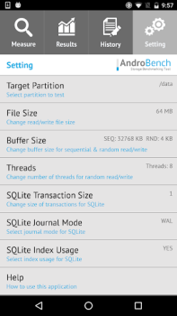 تحميل Androbench (Storage Benchmark) أدوات لنظام أندرويد لقطة شاشة 5